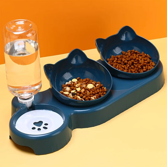 Pawfect Sip & Dine – 3-in-1 Tilted Pet Bowl Set