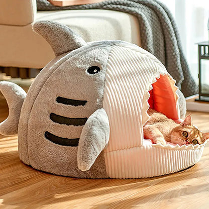 Pawfect Cartoon Shark Cat Bed