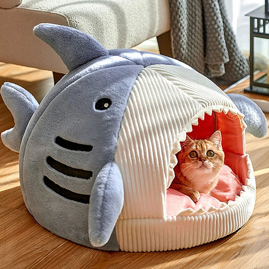 Pawfect Cartoon Shark Cat Bed