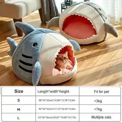 Pawfect Cartoon Shark Cat Bed