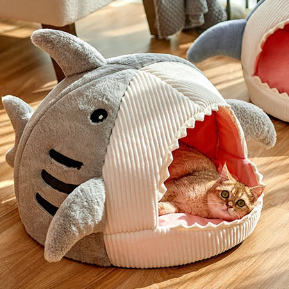 Pawfect Cartoon Shark Cat Bed